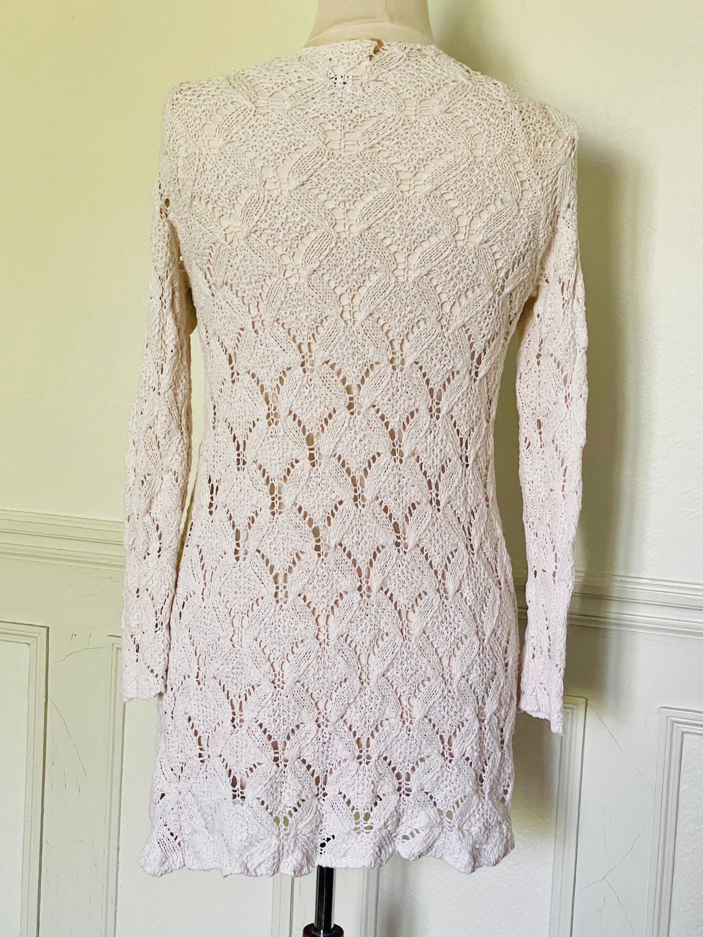 Gilet crochet écru coton et lin