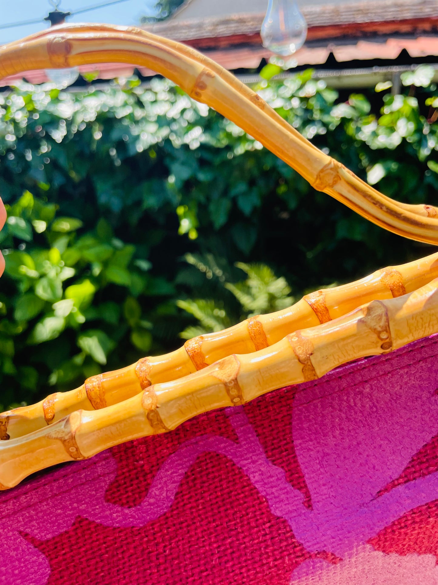 Sac à main vintage été plage violet fleuri