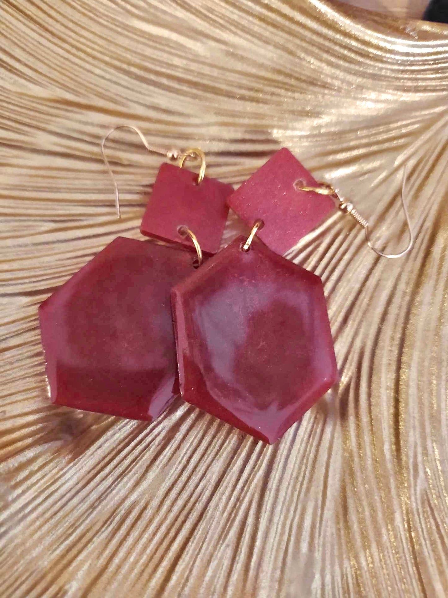 Boucles d'oreilles rouge/bordeaux pailletées