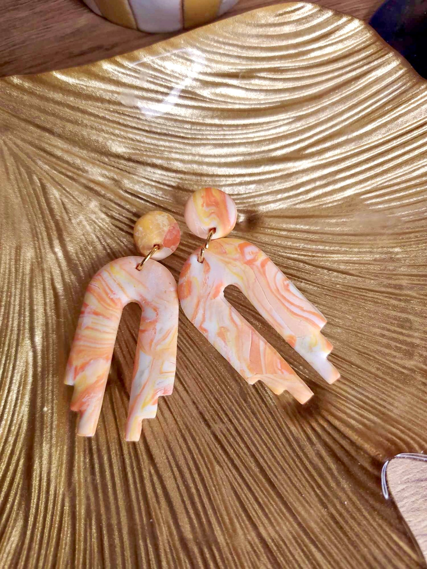 Boucles d'oreilles marbré orange