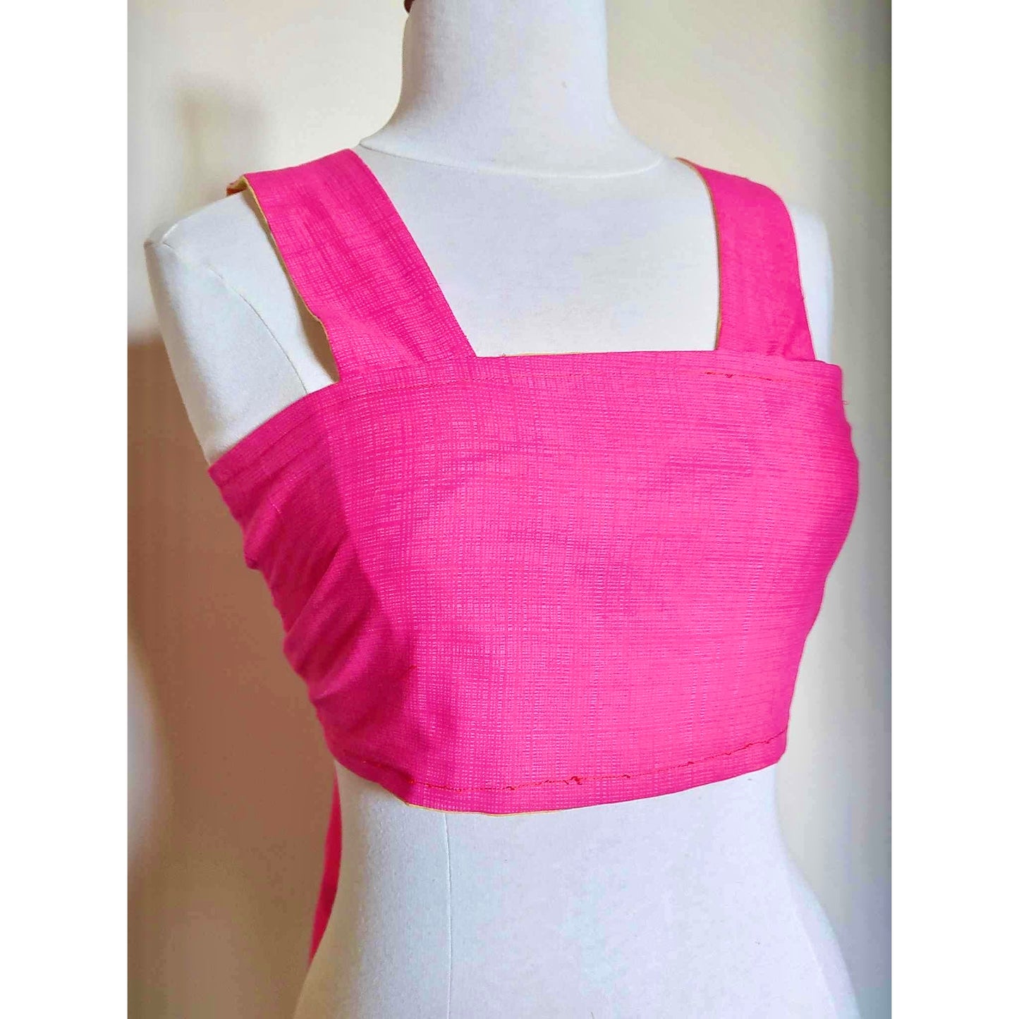 Top fait main RECTO-VERSO Jaune tulipe et rose