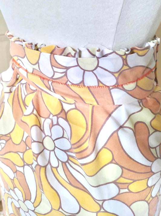 Jupe portefeuille faite main sixties orange