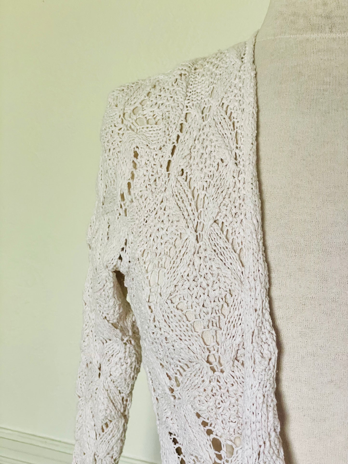 Gilet crochet écru coton et lin