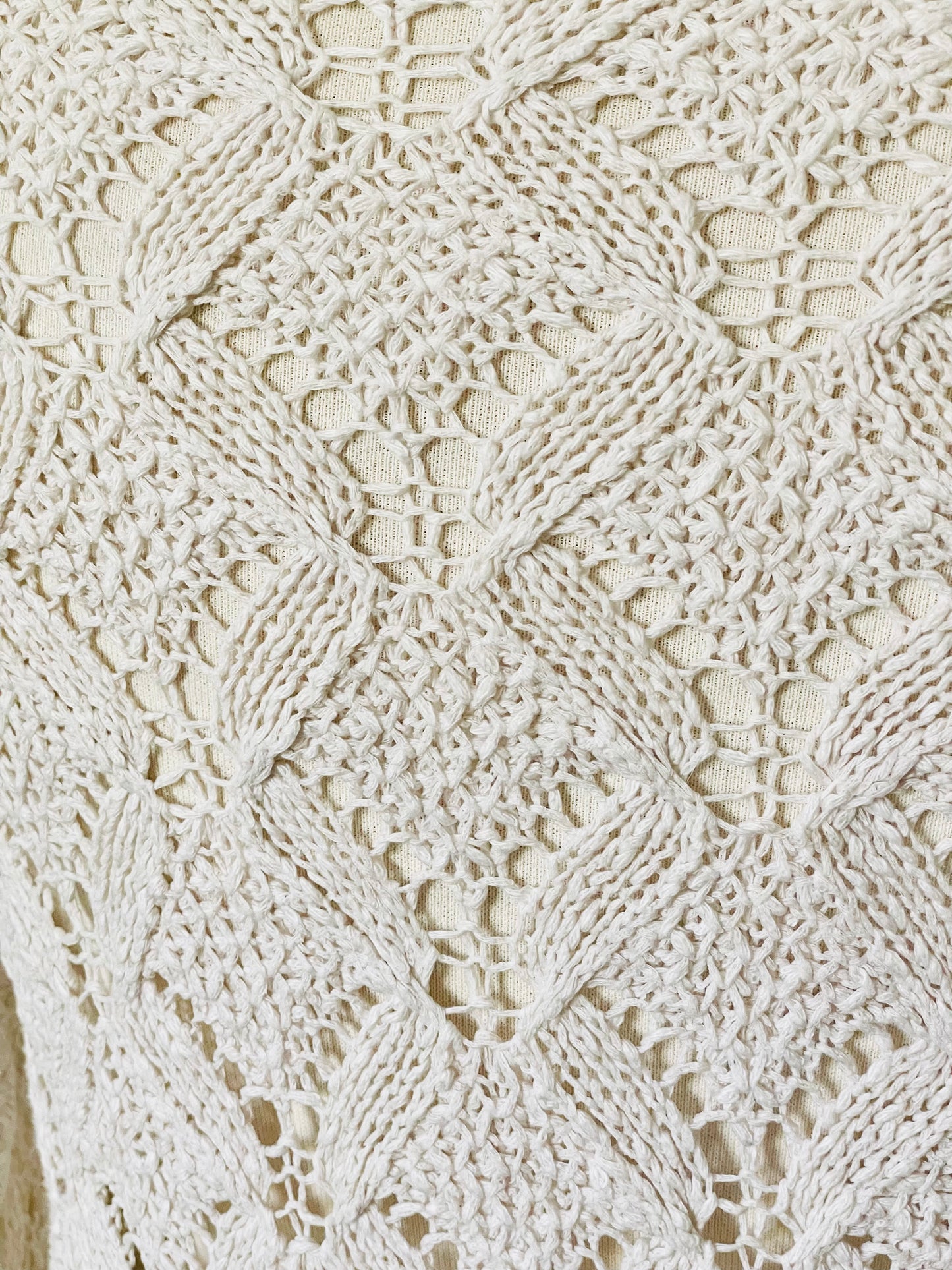Gilet crochet écru coton et lin