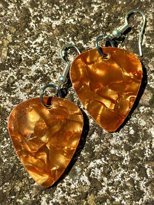 Boucles d’oreilles médiator marron irisé 🐪