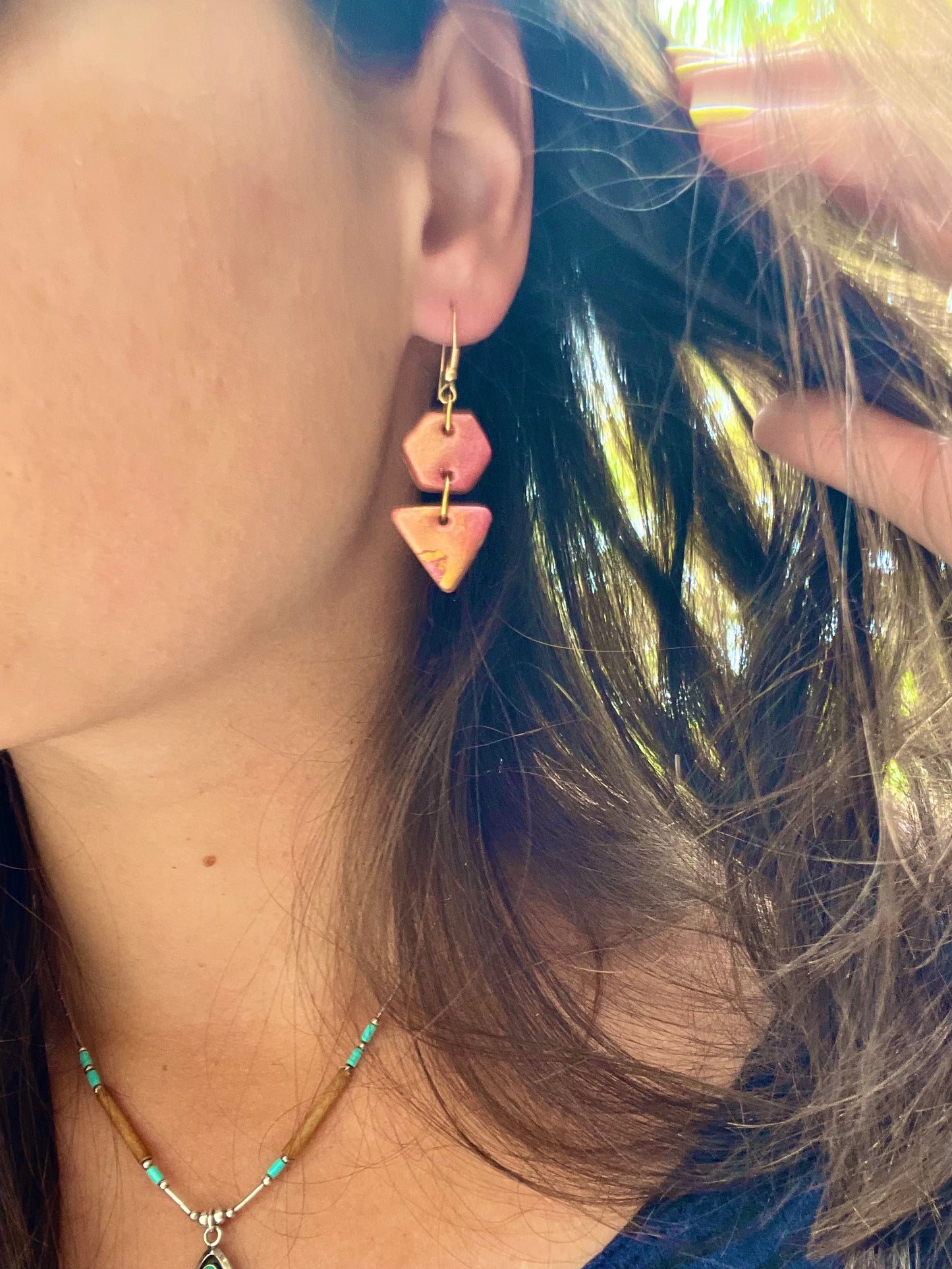 Boucles d'oreilles géométrique dégradé de couleurs