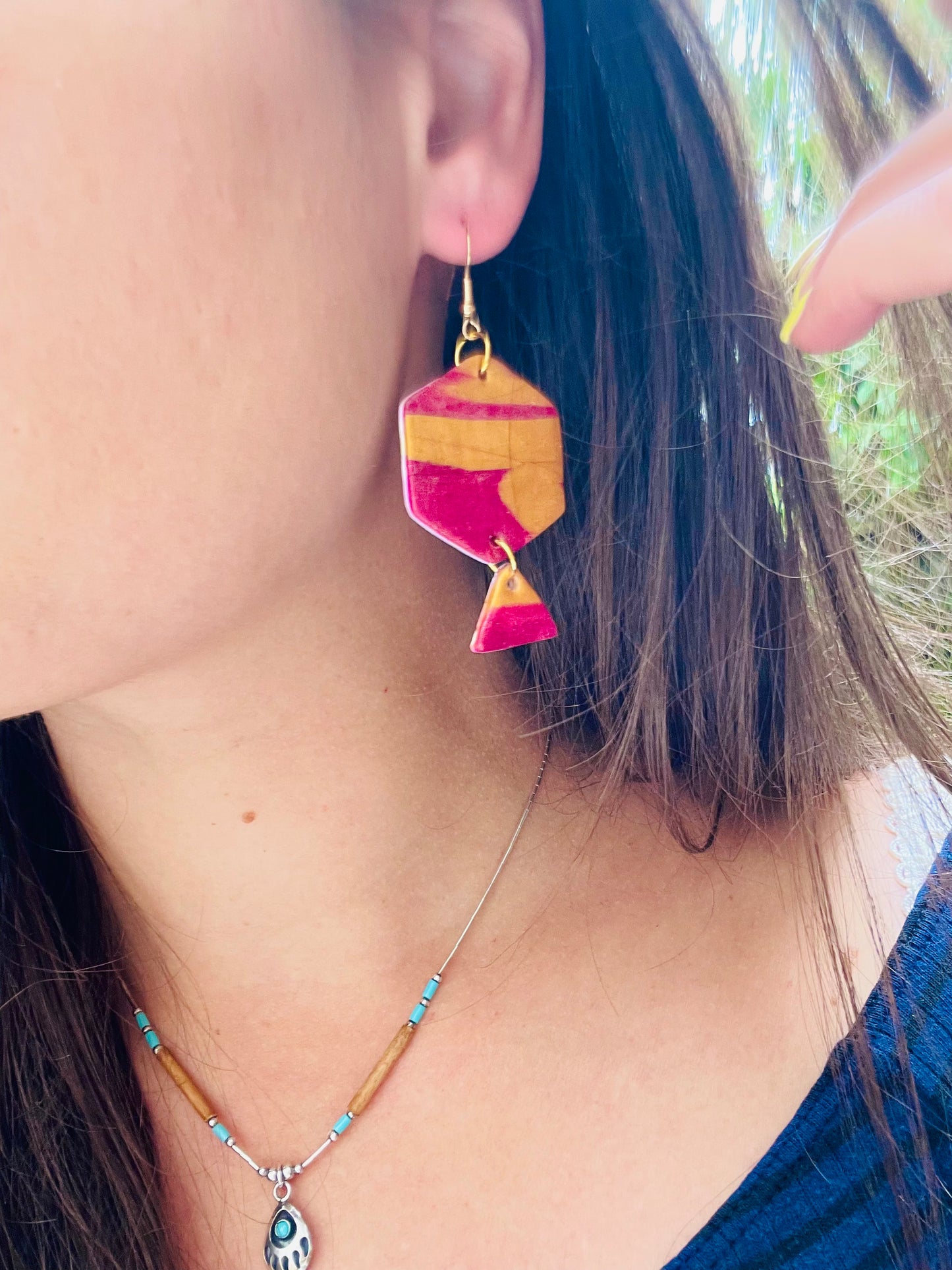 Boucles d'oreilles zébrée géométriques