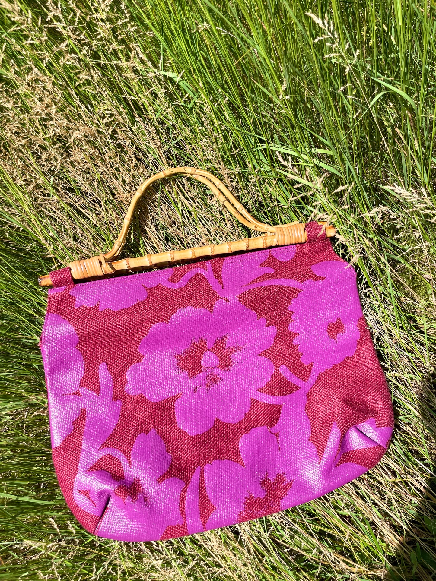 Sac à main vintage été plage violet fleuri