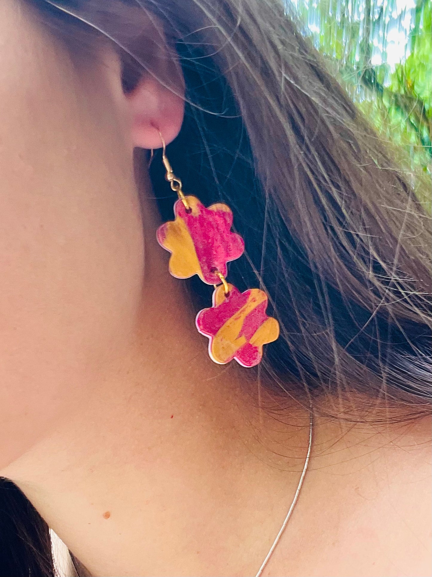 Boucles d'oreilles fleurs superposées