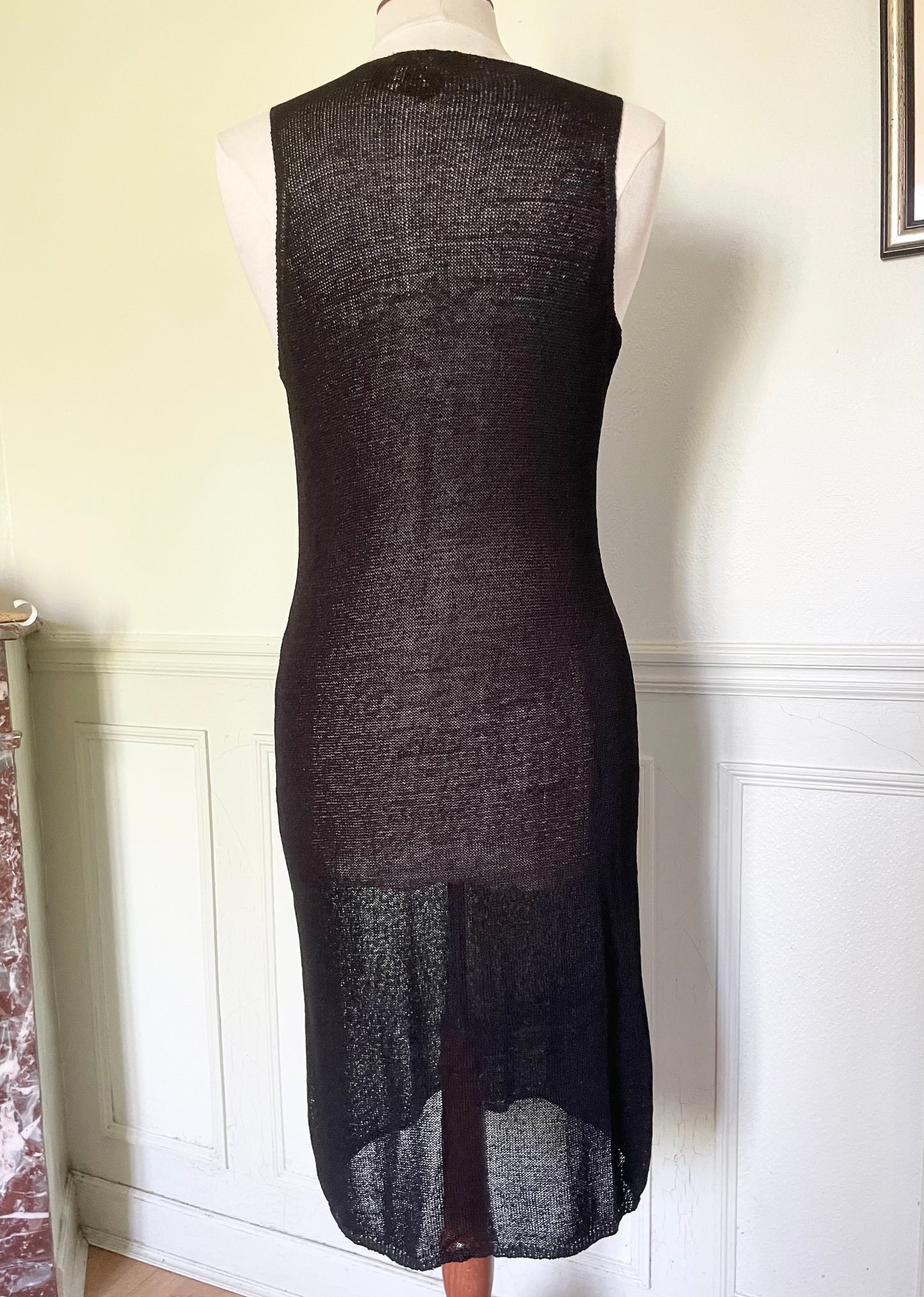 Robe de plage longue noire transparente