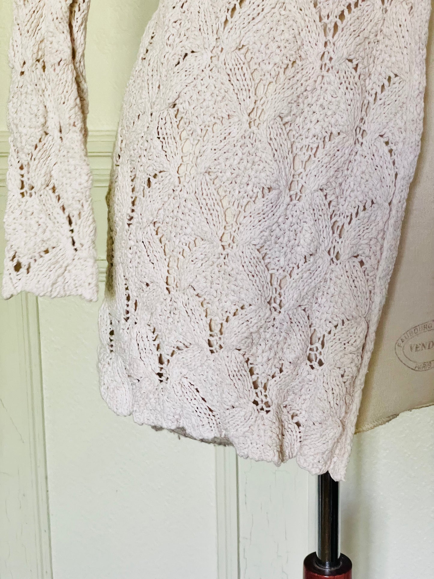 Gilet crochet écru coton et lin