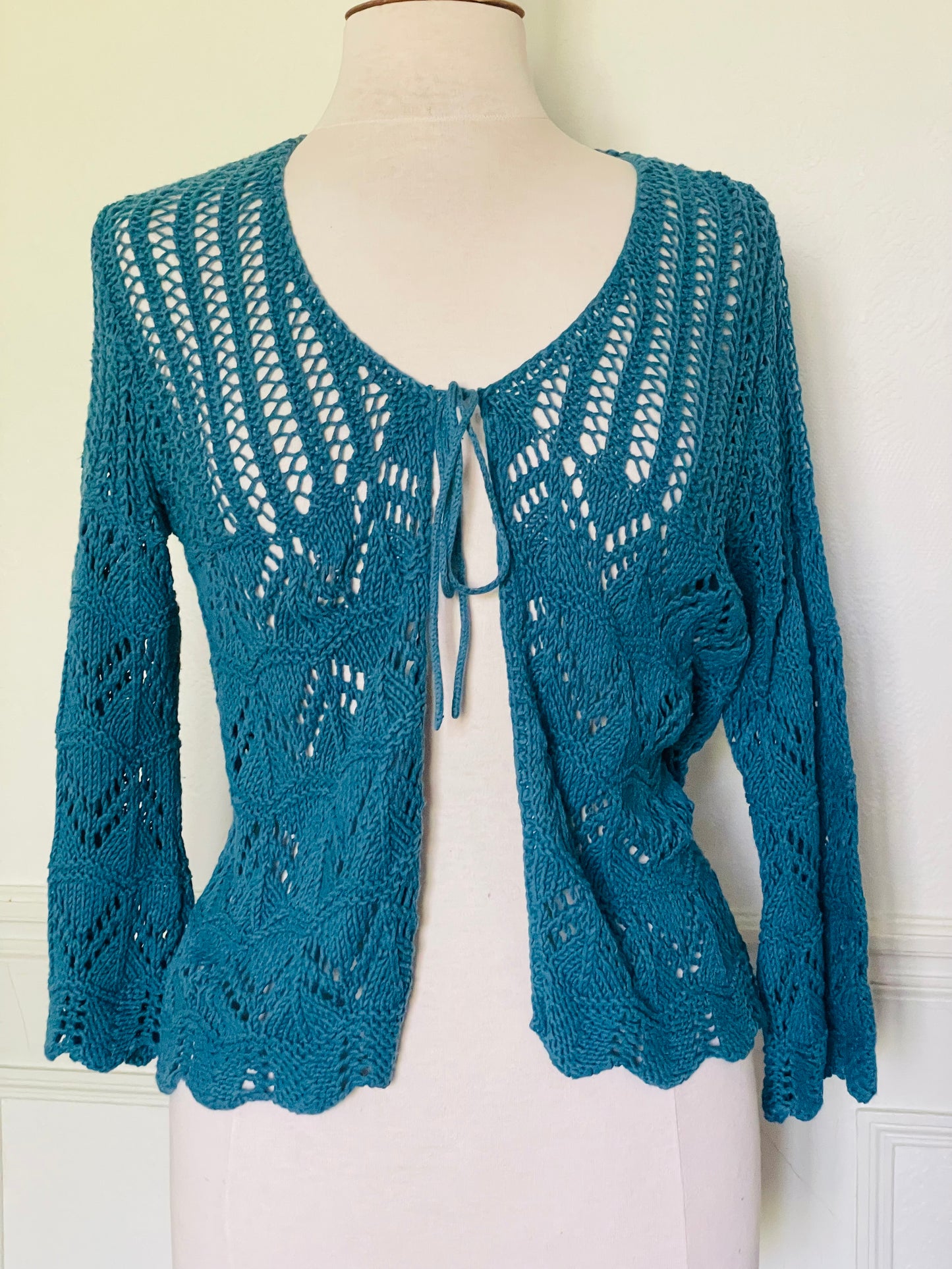 Gilet bleu en crochet 100% coton
