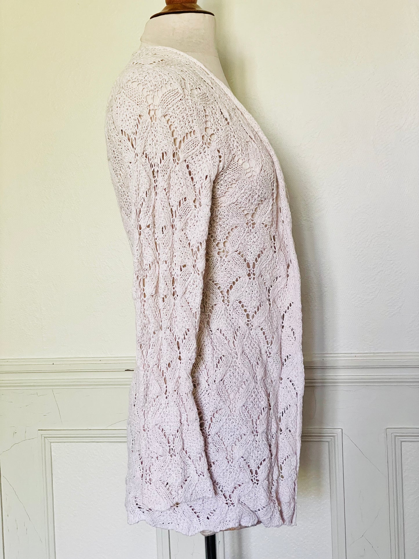 Gilet crochet écru coton et lin