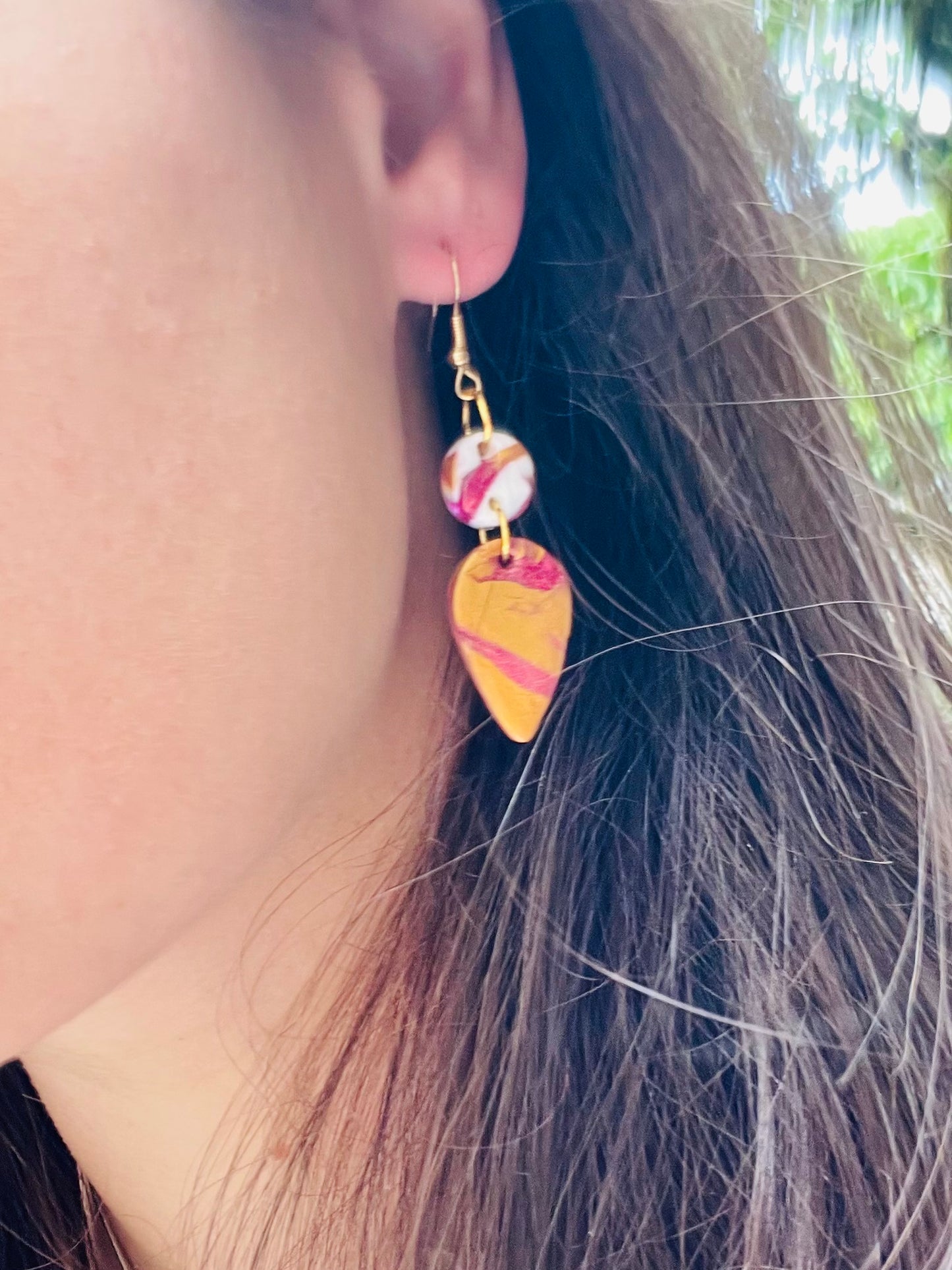 Boucles d'oreilles ronds et larmes marbrés