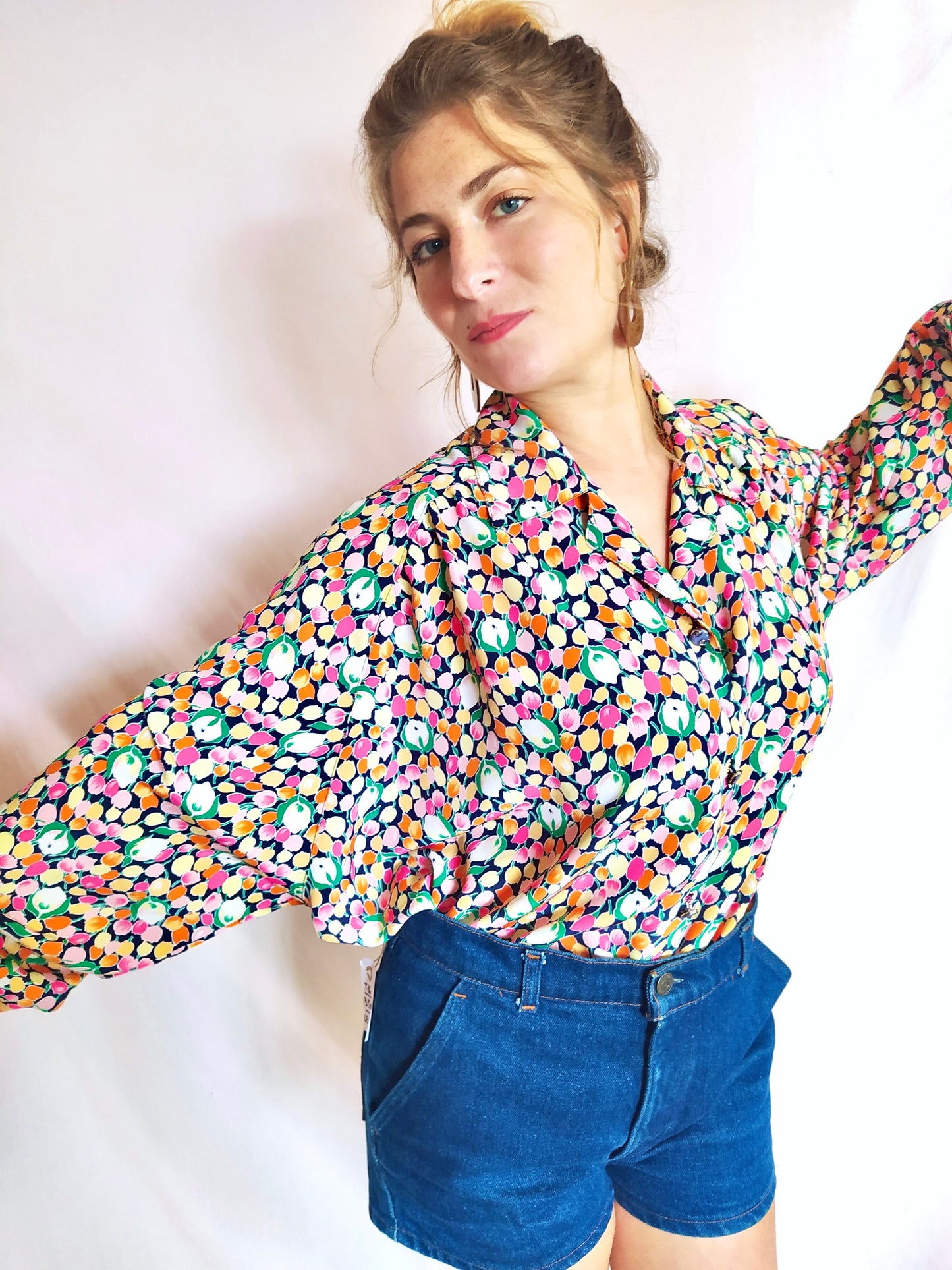 Chemise ultra large fleurie