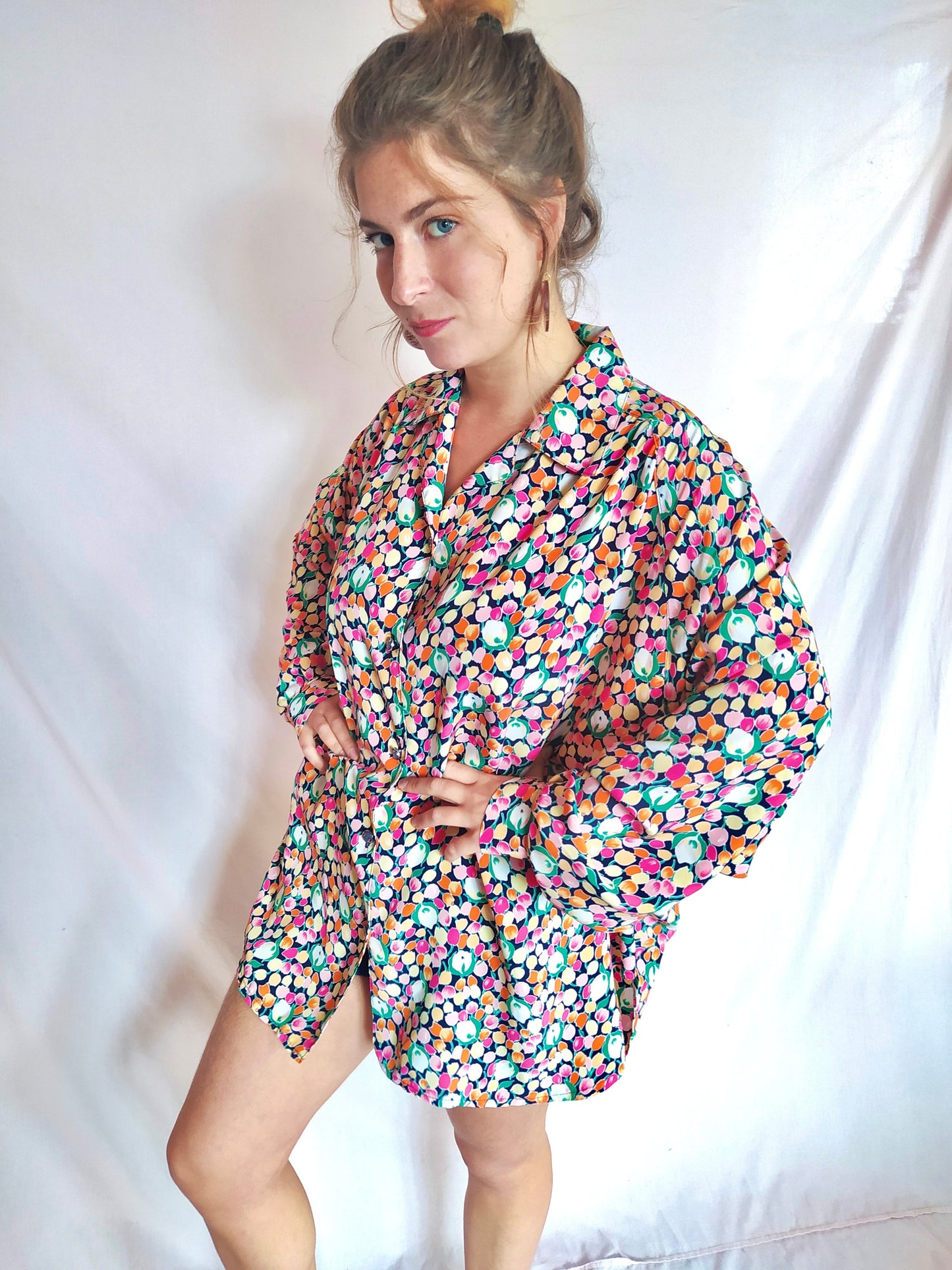 Chemise ultra large fleurie