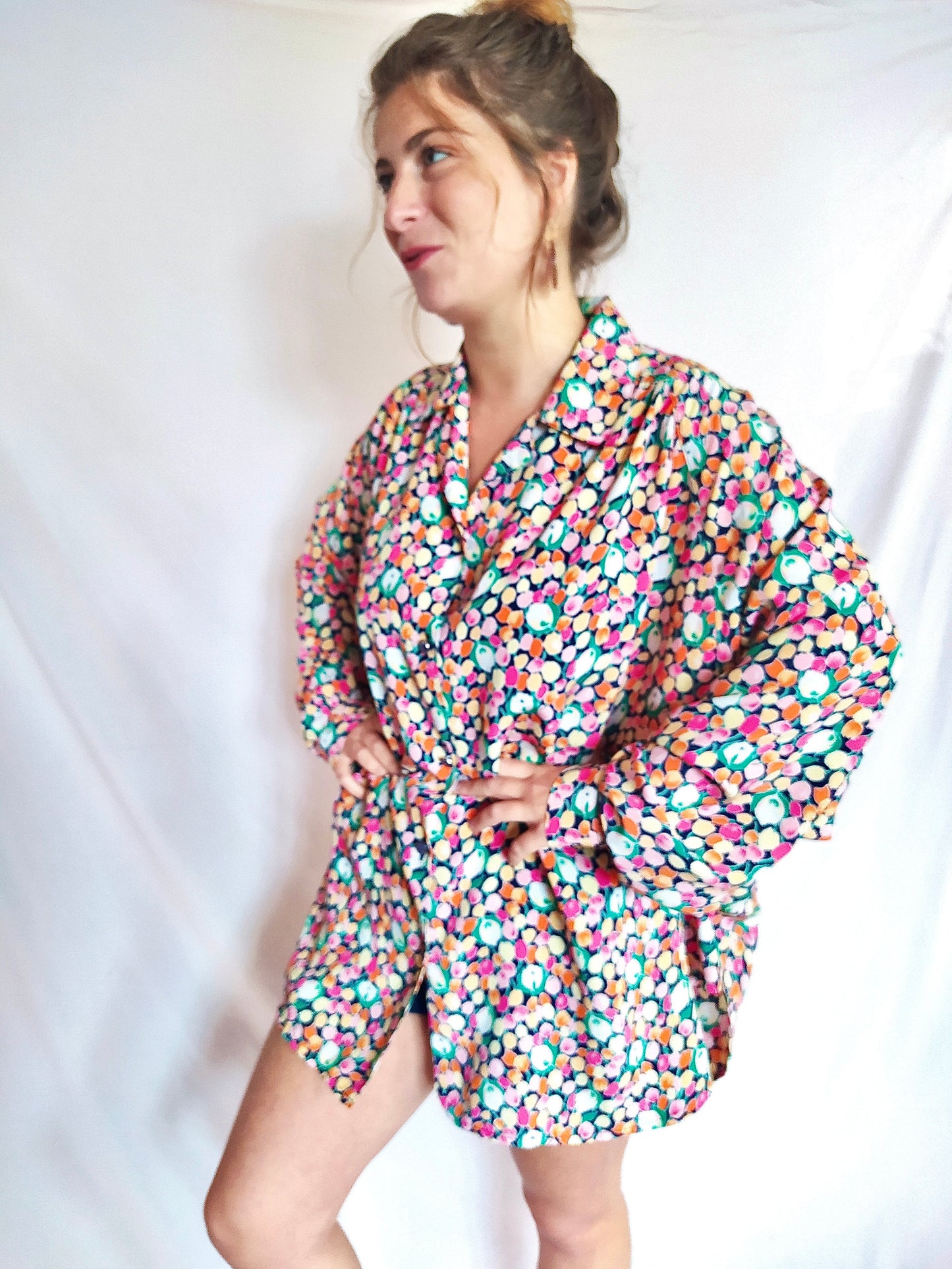 Chemise ultra large fleurie