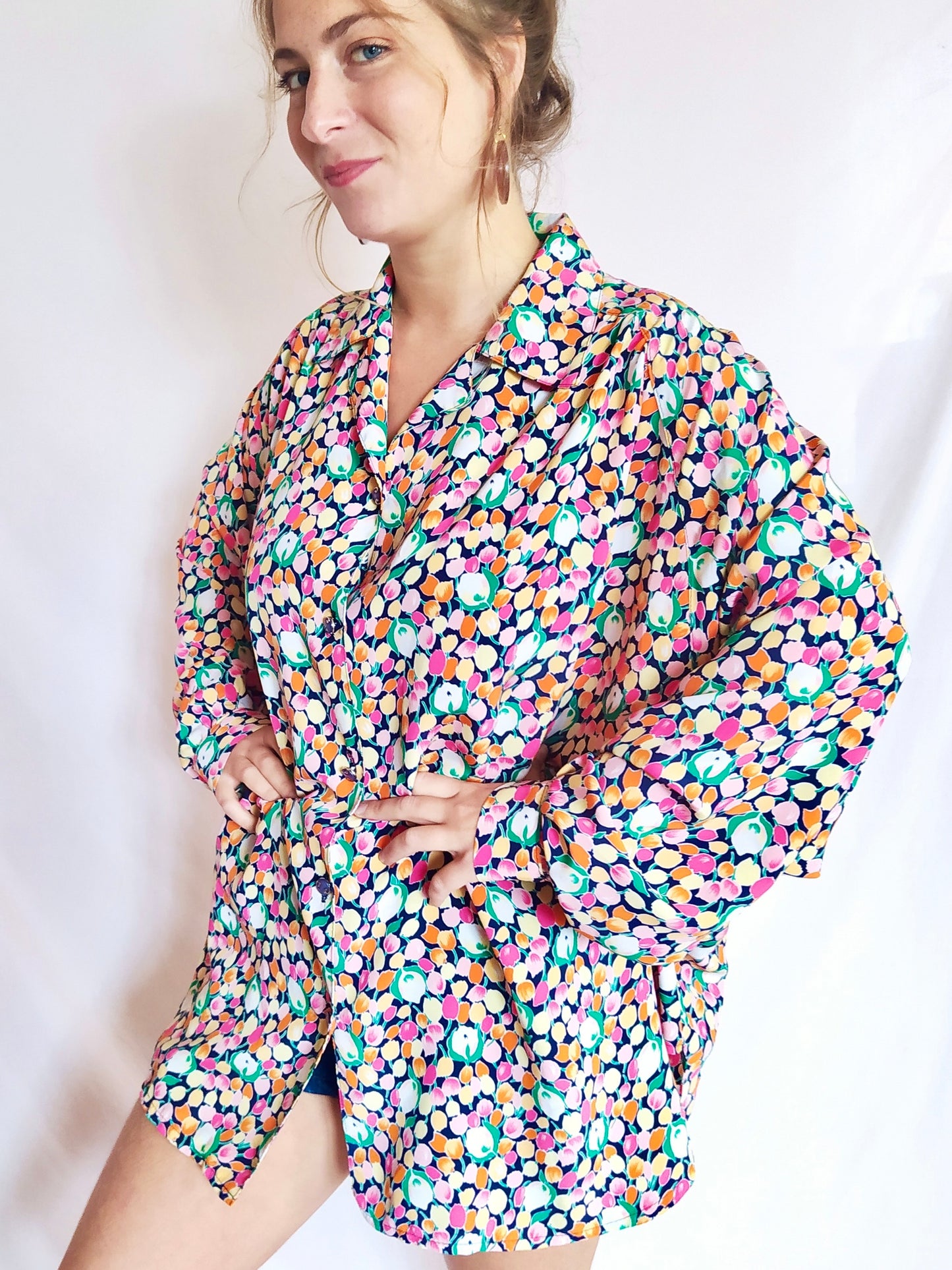 Chemise ultra large fleurie
