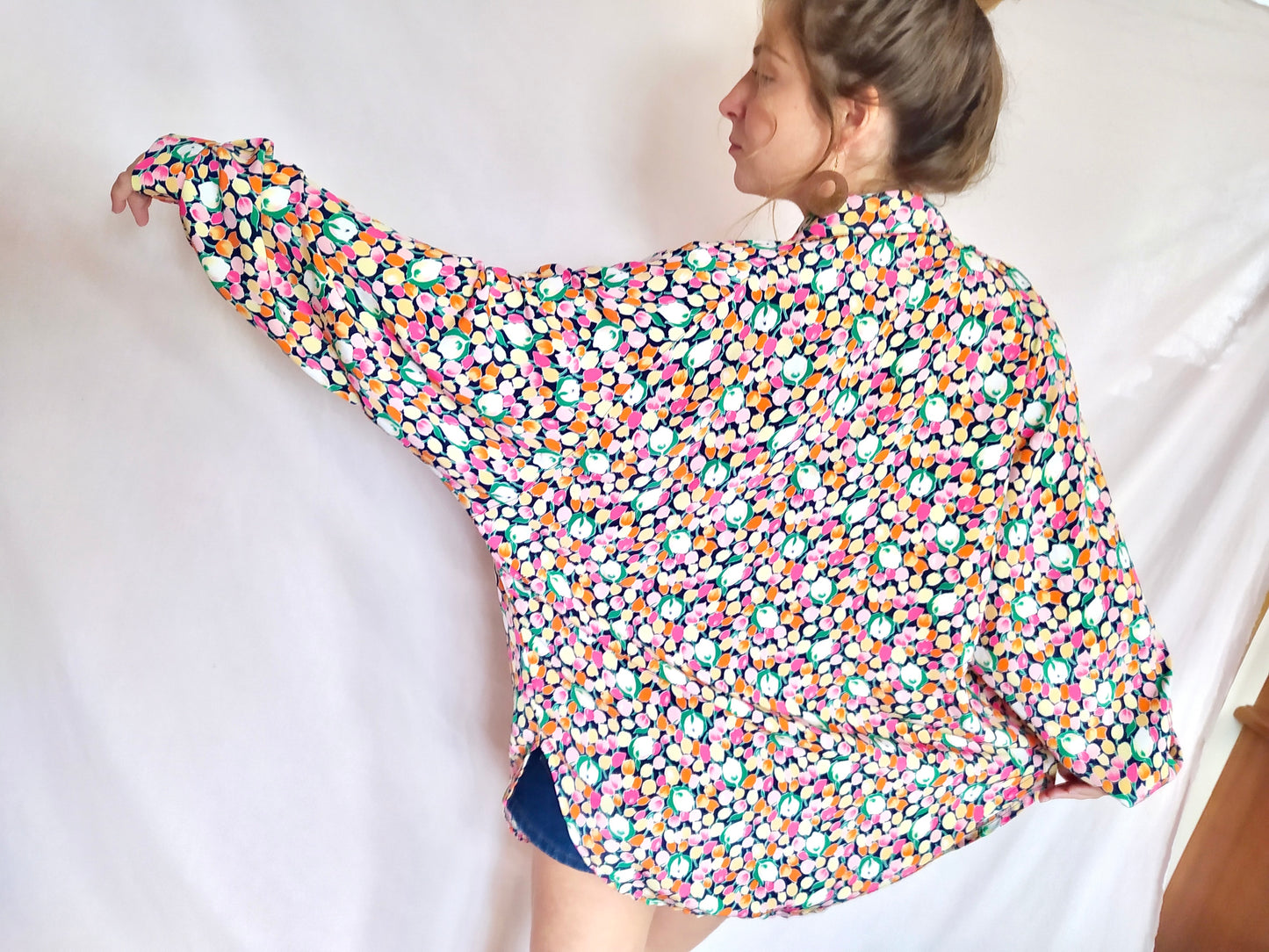 Chemise ultra large fleurie