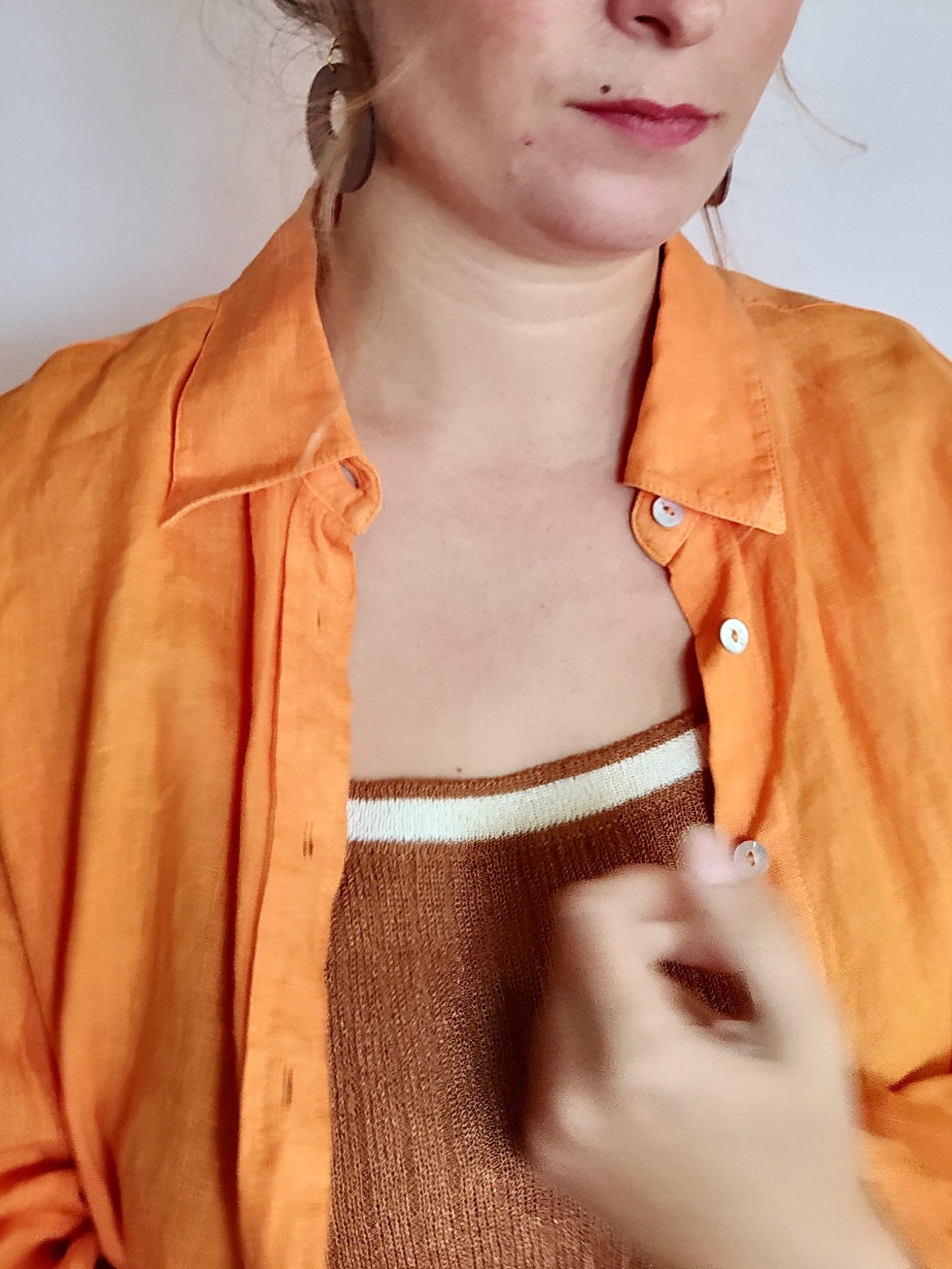 Chemise en lin orange MASSIMO DUTTI