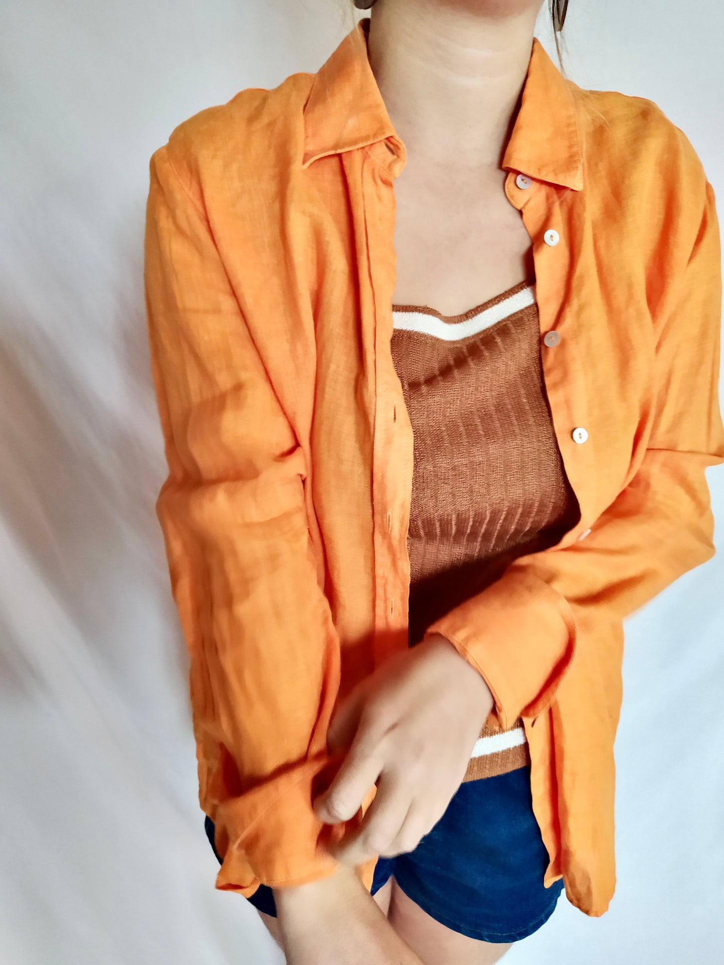 Chemise en lin orange MASSIMO DUTTI
