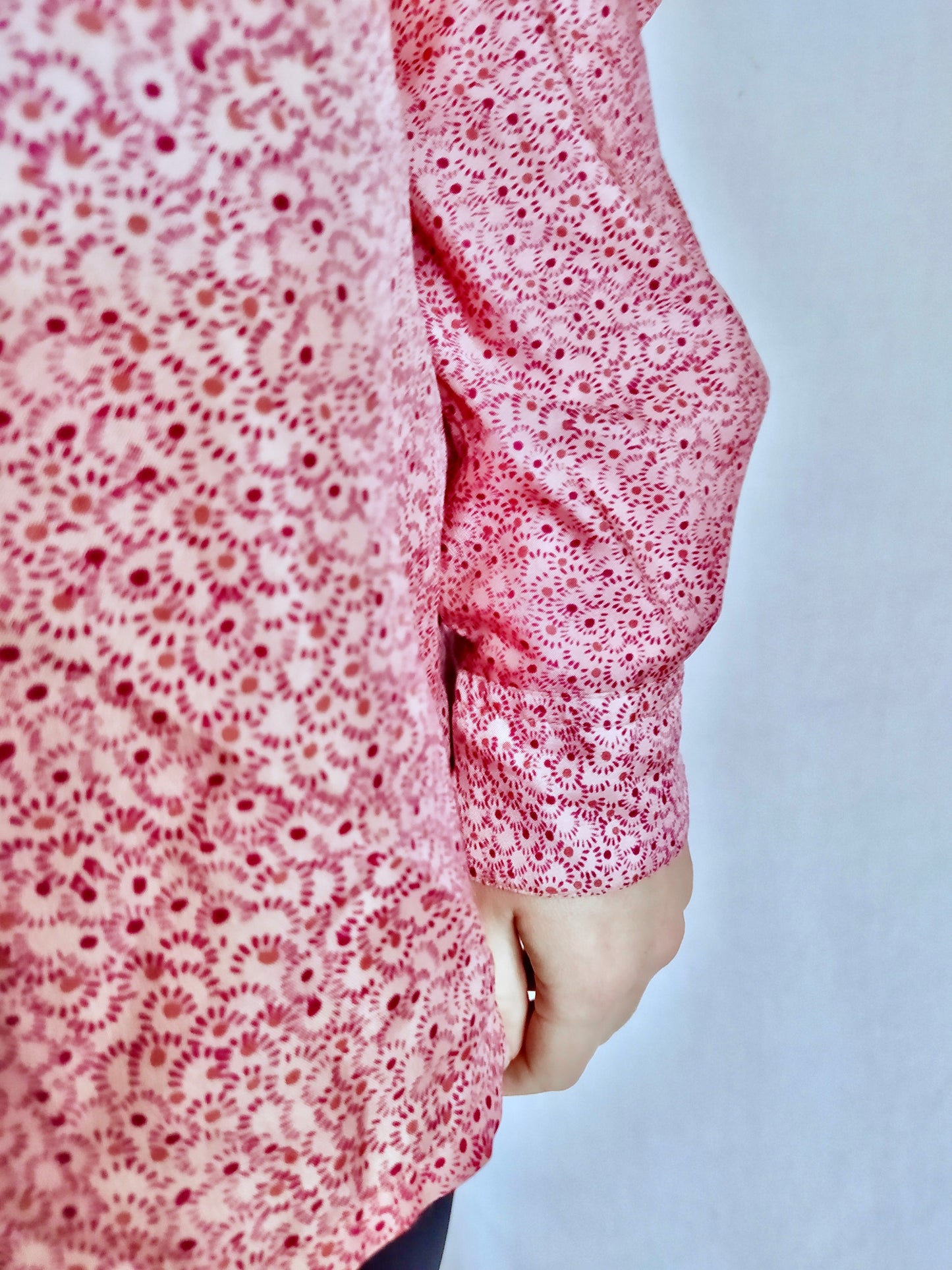 Chemise sixties rose col pointu