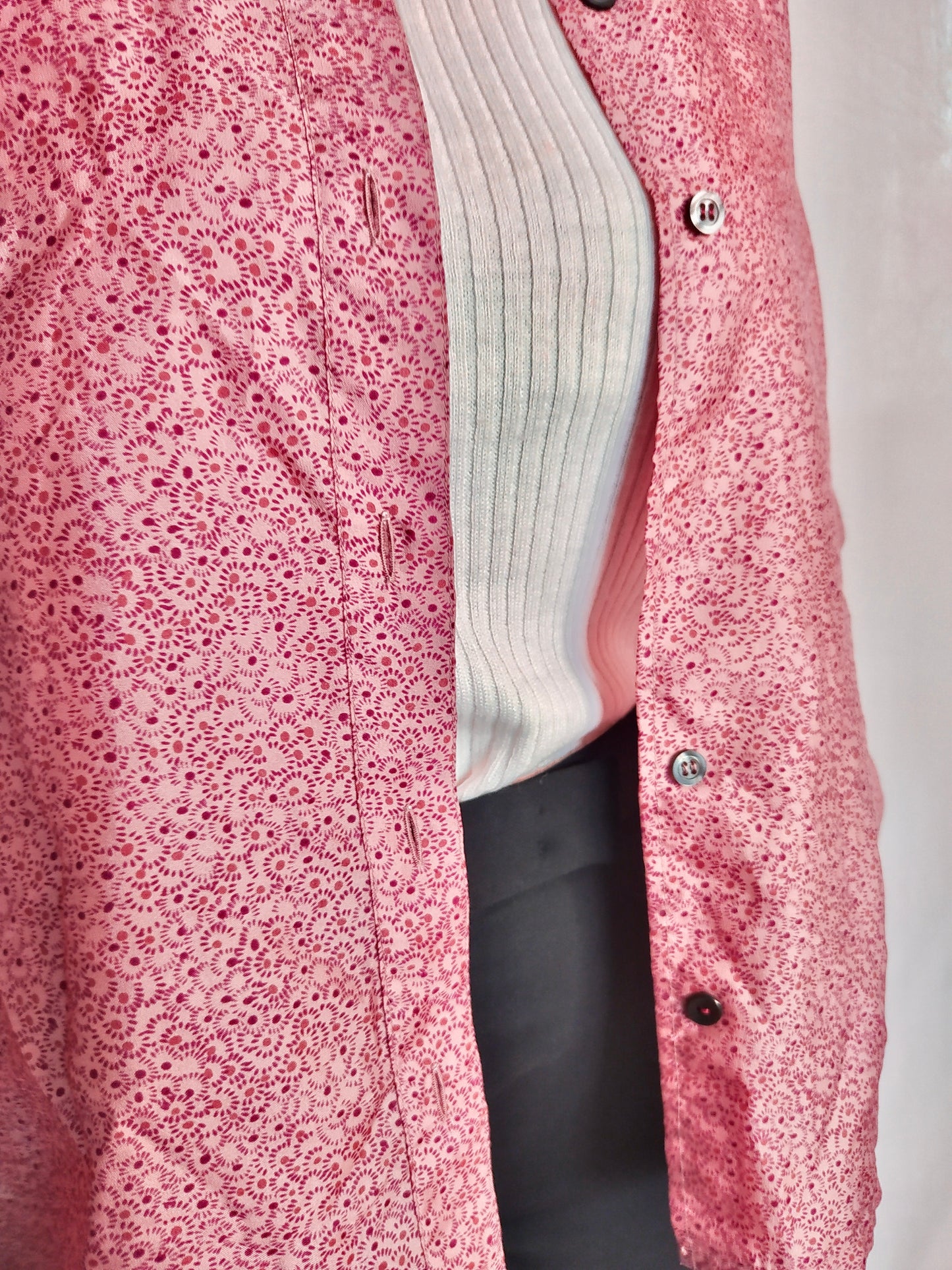 Chemise sixties rose col pointu