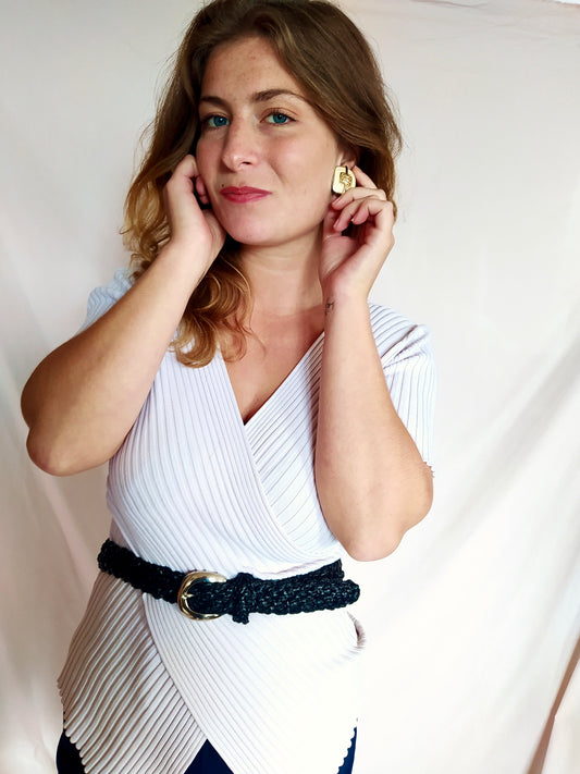 Ceinture cuir tressé noire