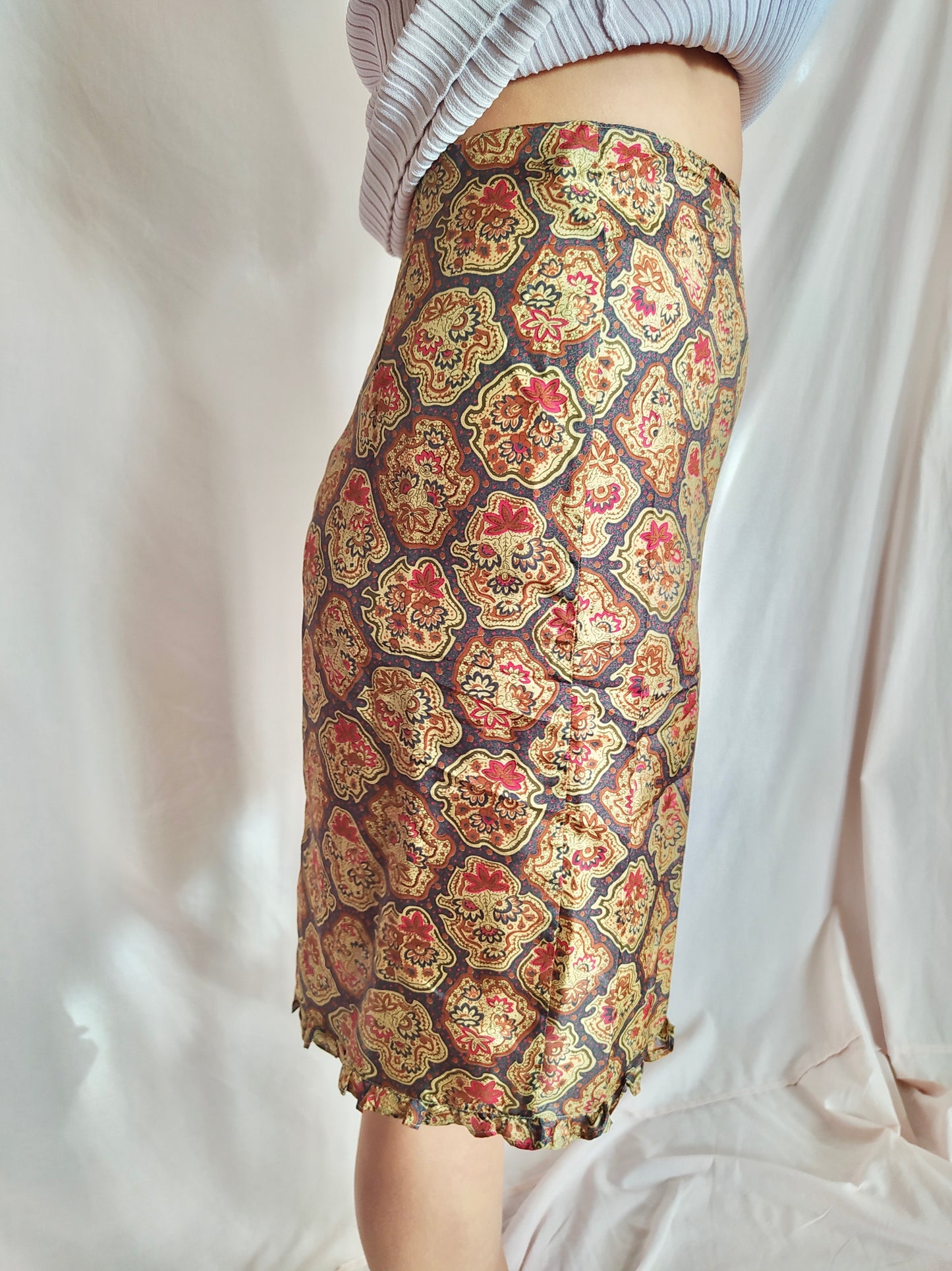 Jupe taille haute motifs asiatiques