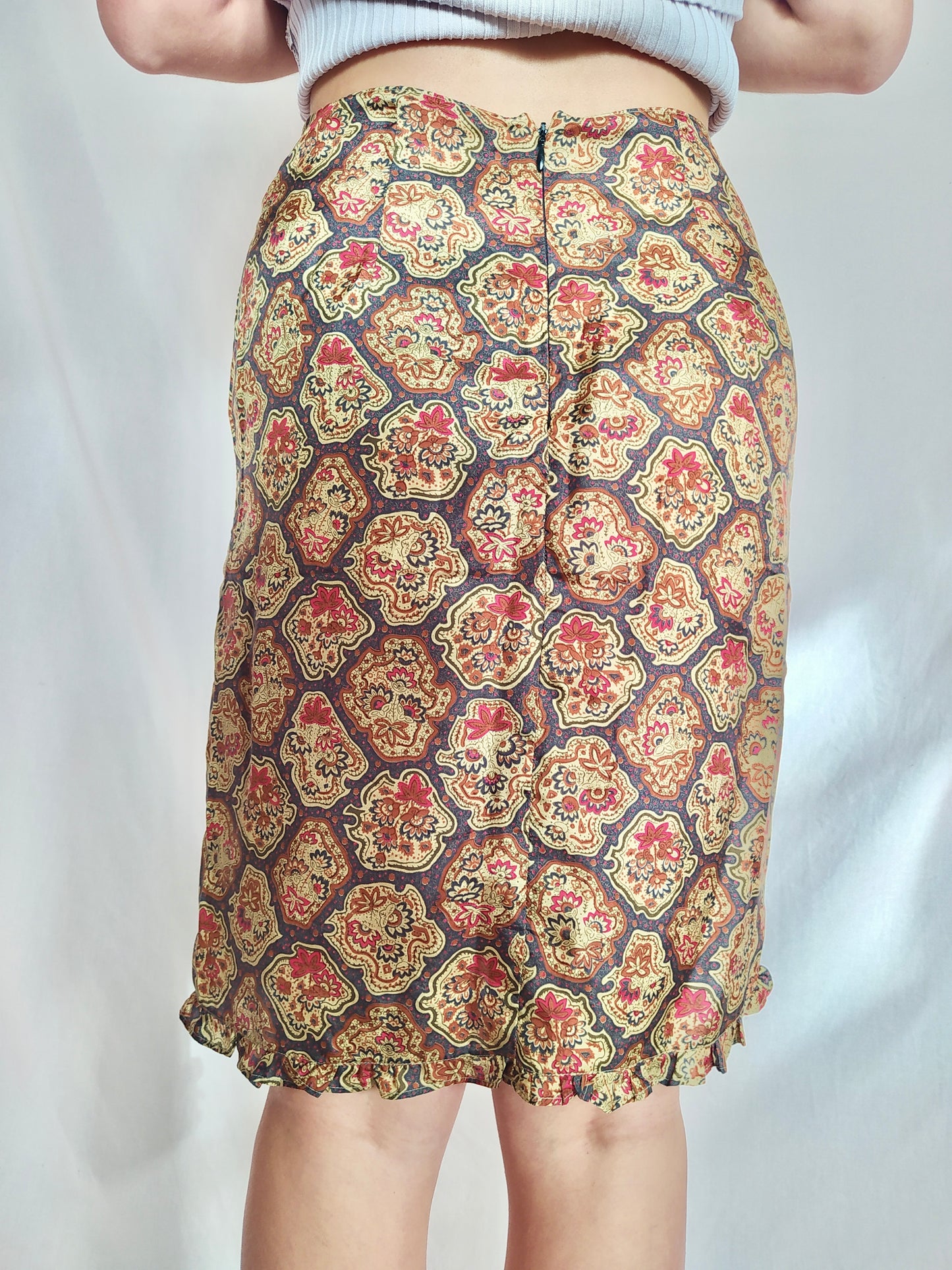 Jupe taille haute motifs asiatiques