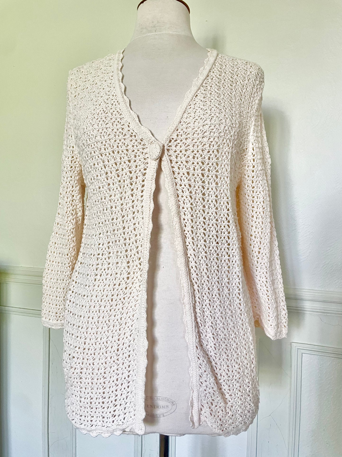 Gilet crocheté écru