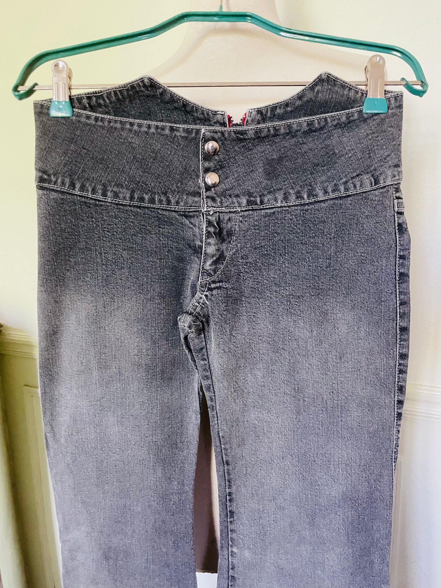 Jean taille basse gris jambes larges