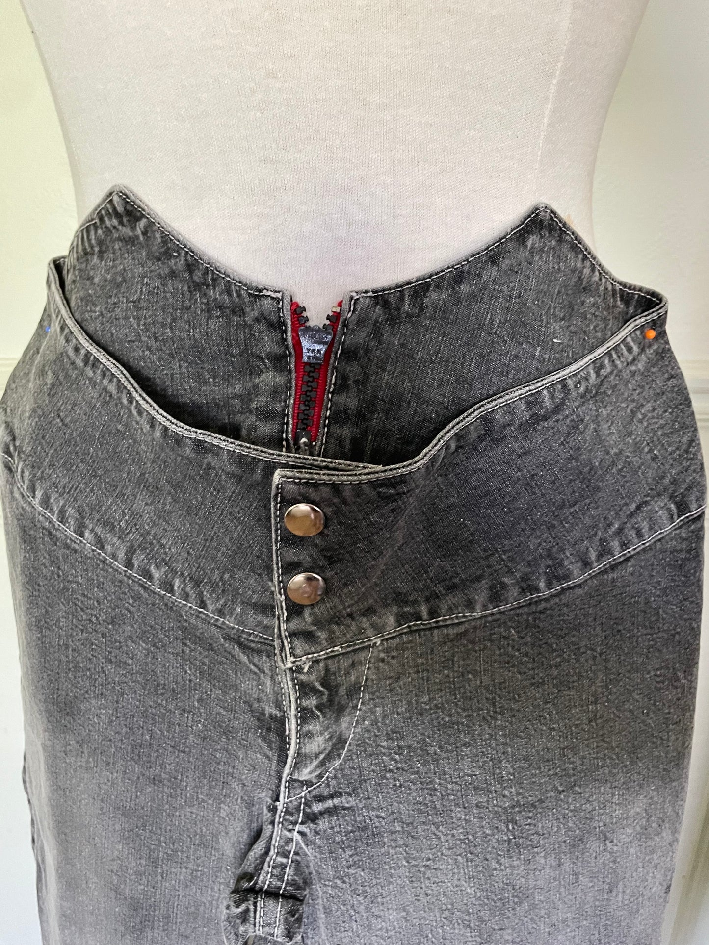 Jean taille basse gris jambes larges