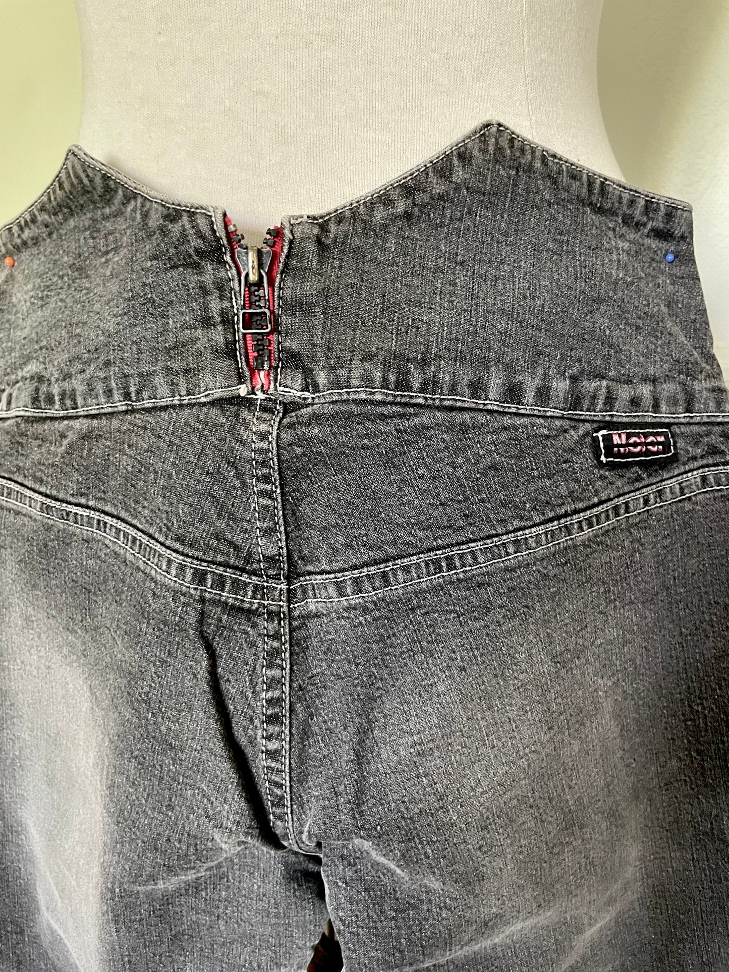 Jean taille basse gris jambes larges