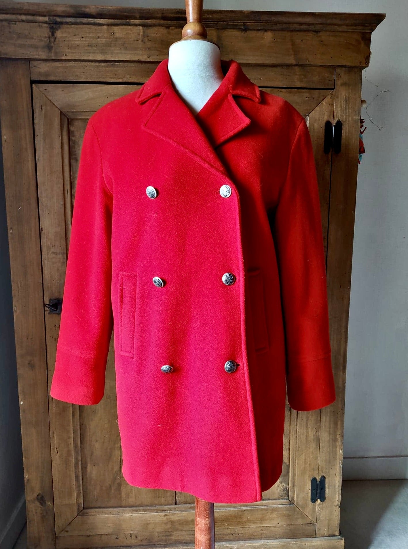 Manteau laine rouge carmin