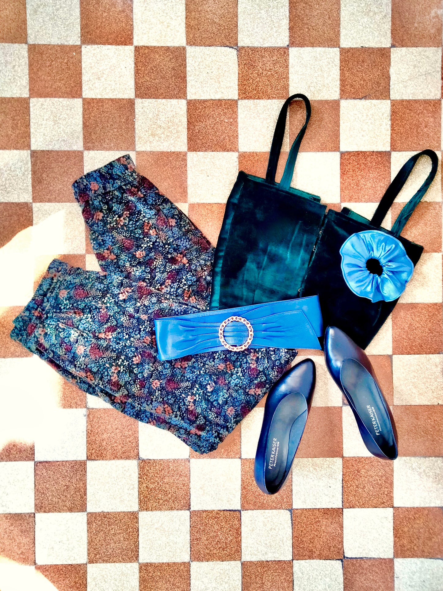 Top fait-main en velours vert foncé