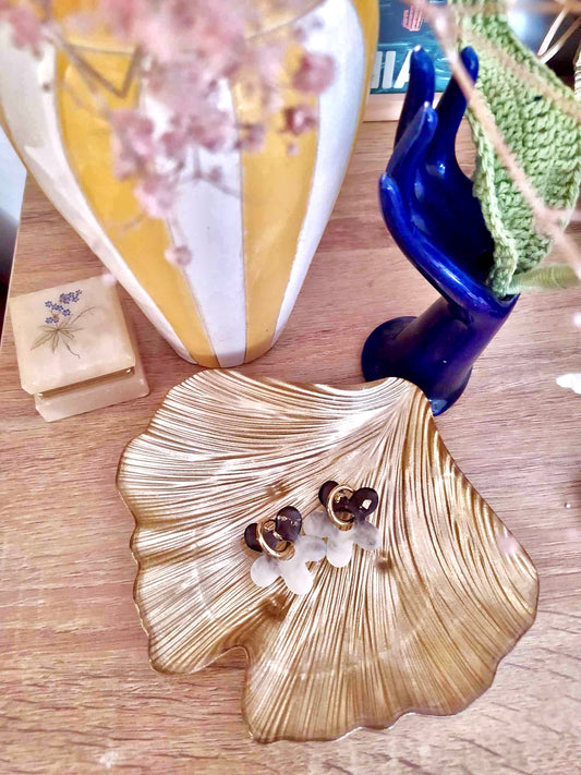 Boucles d'oreilles fleurs et dorures