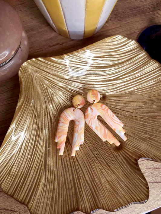 Boucles d'oreilles marbré orange