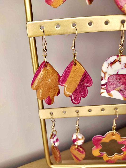 Boucles d'oreilles feuilles zébrées