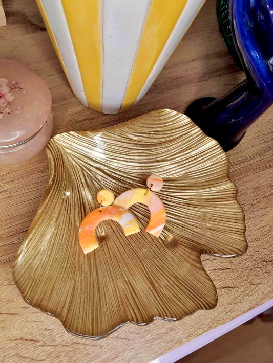 Boucles d'oreilles arc en ciel orangé