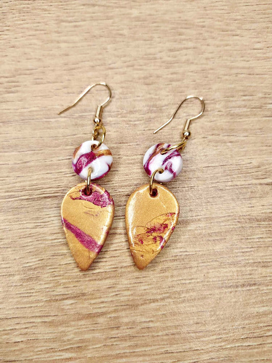 Boucles d'oreilles ronds et larmes marbrés