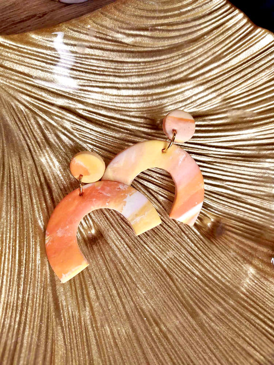 Boucles d'oreilles arc en ciel orangé