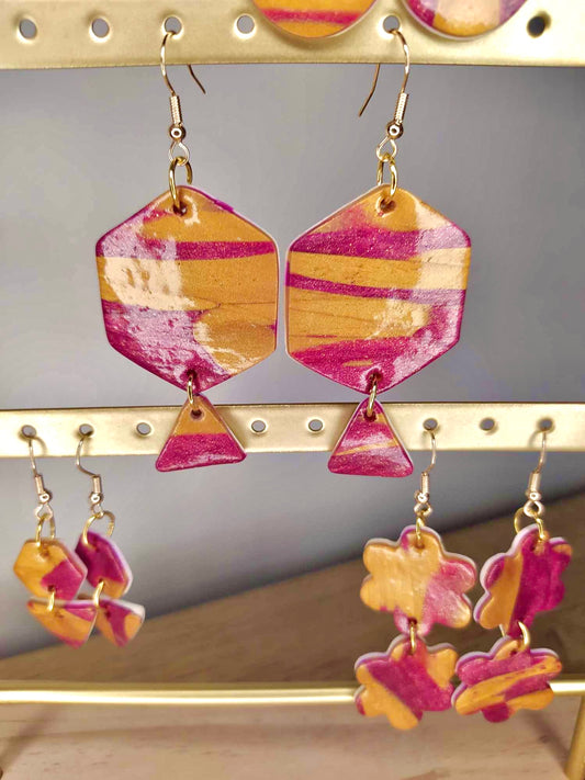 Boucles d'oreilles zébrée géométriques