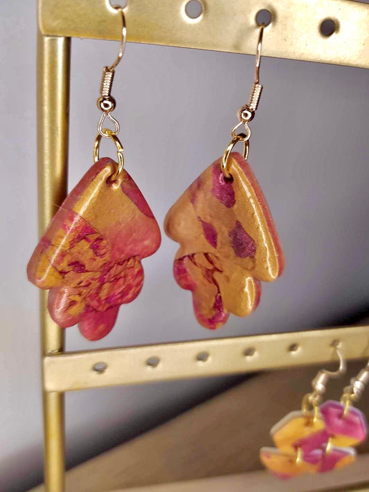 Boucles d'oreilles feuilles marbrées