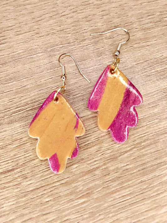 Boucles d'oreilles feuilles zébrées