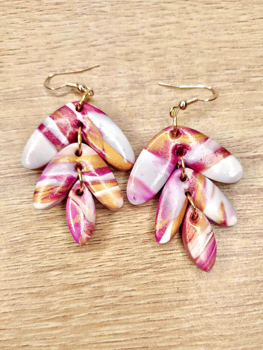 Boucles d'oreilles feuilles marbrées
