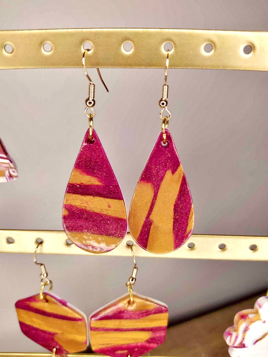 Boucles d'oreilles marbrées larmes