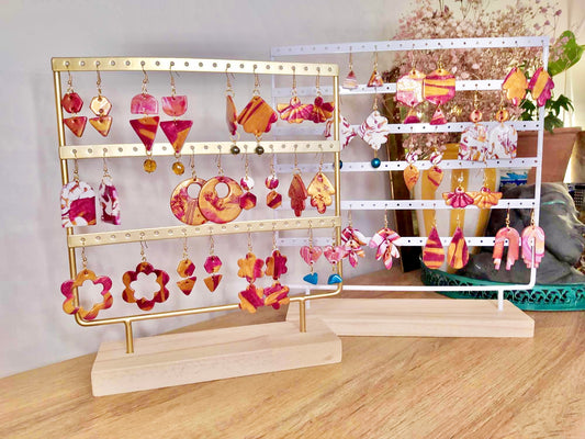 Boucles d'oreilles feuilles marbrées