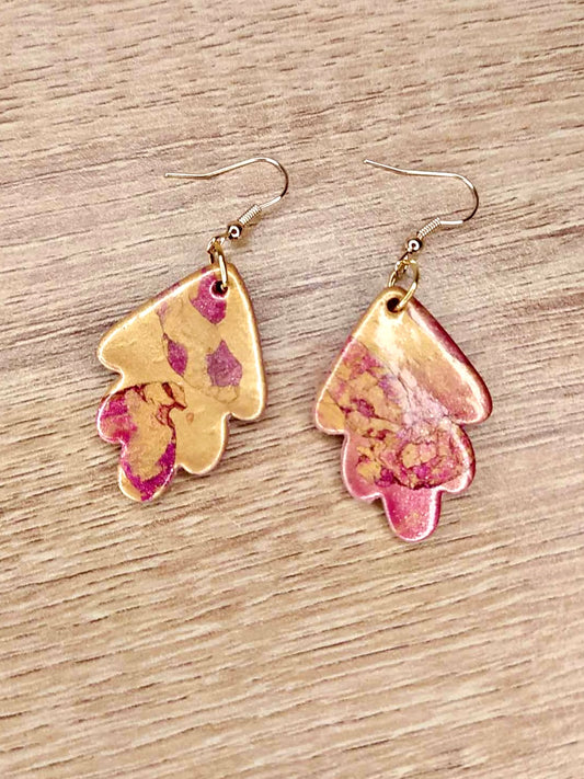 Boucles d'oreilles feuilles marbrées
