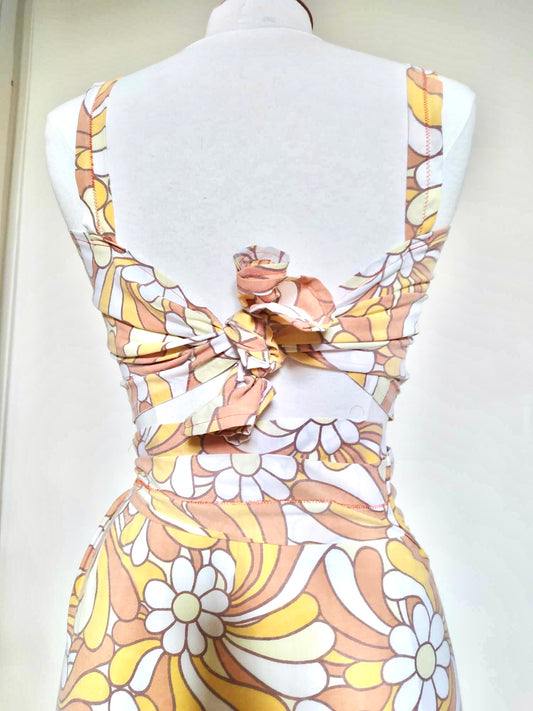 Top fait main dos nu sixties orange